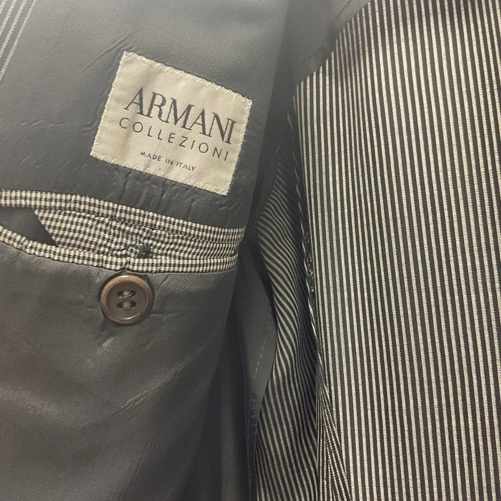 Armani Collezioni Nordstrom Pinstripe Blazer Jacket Made in Italy Black White